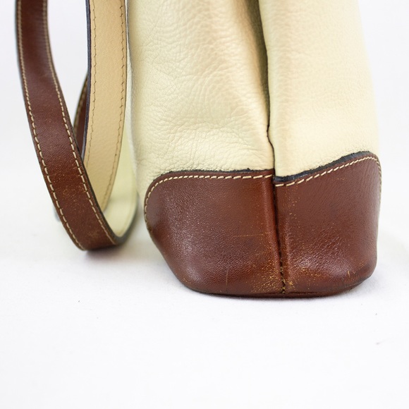 BALLY CREME & BROWN LEATHER HANDBAG - Picture 4 of 8